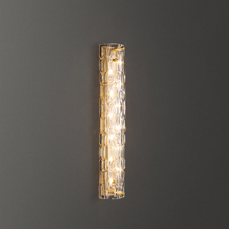 Luxury Brass Crystal Column LED Wall Sconce Lamp
