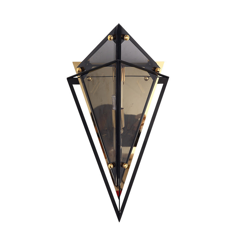 Creative Rhombic Hardware Glass 1-Light Wall Sconce Lamp