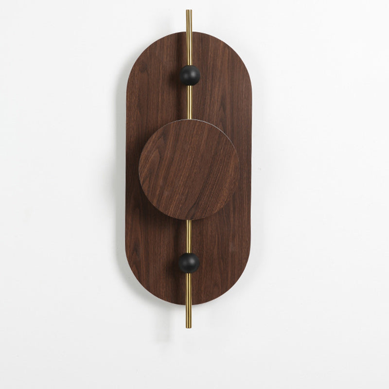 Nordic Ellipse Iron Solid Wood LED Wall Sconce Lamp