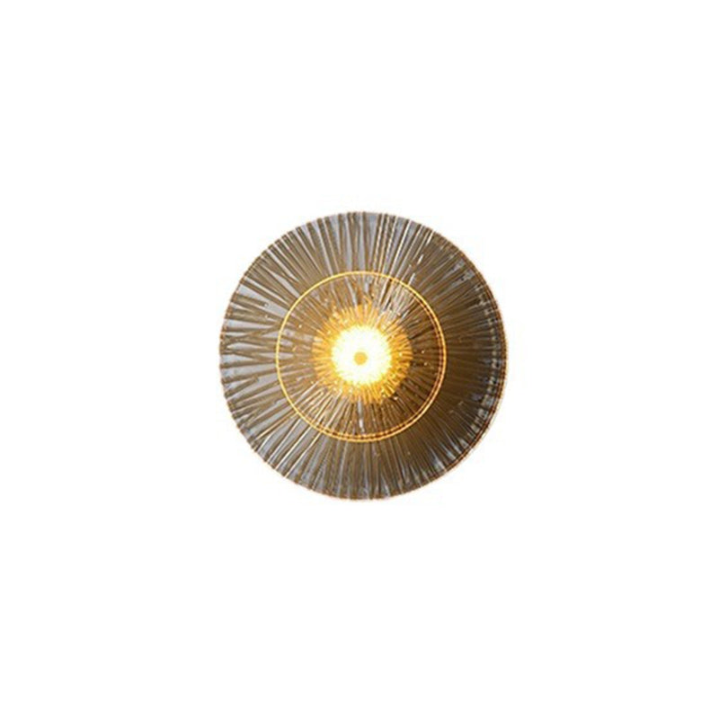 Brass Disc Glass Lotus Leaf Design LED Wall Sconce Lamp