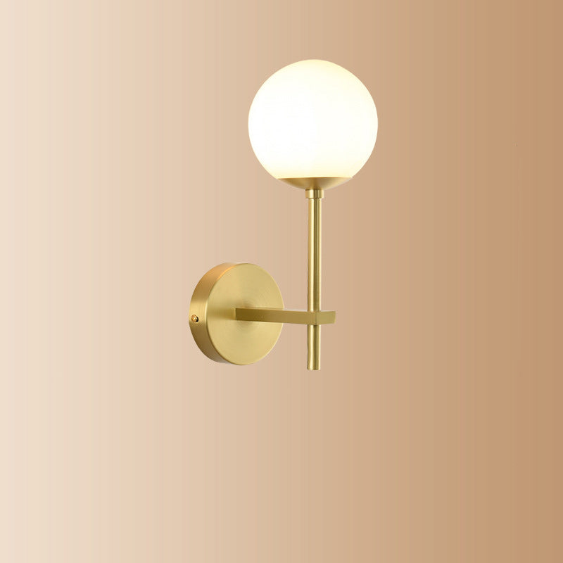 Round Spherical Copper Glass 1-Light Wall Sconce Lamp