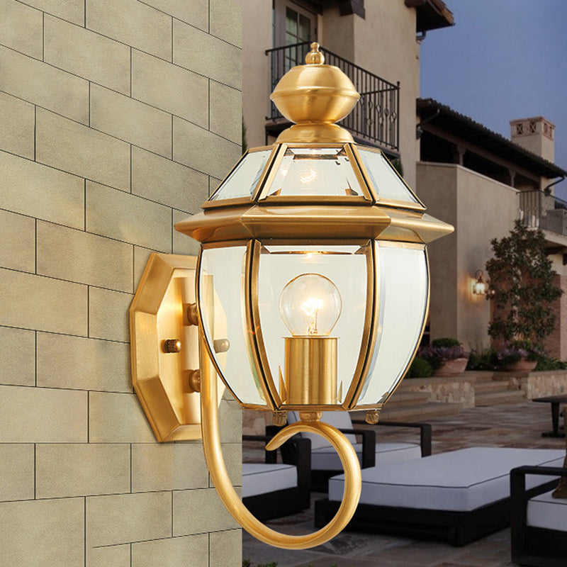 Waterproof Oval Copper Glass 1-Light Wall Sconce Lamp