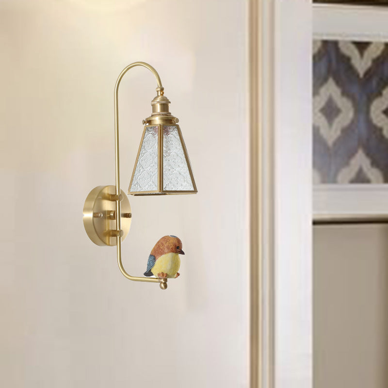 Mid-Century Copper Resin Glass 1-Light Wall Sconce Lamp