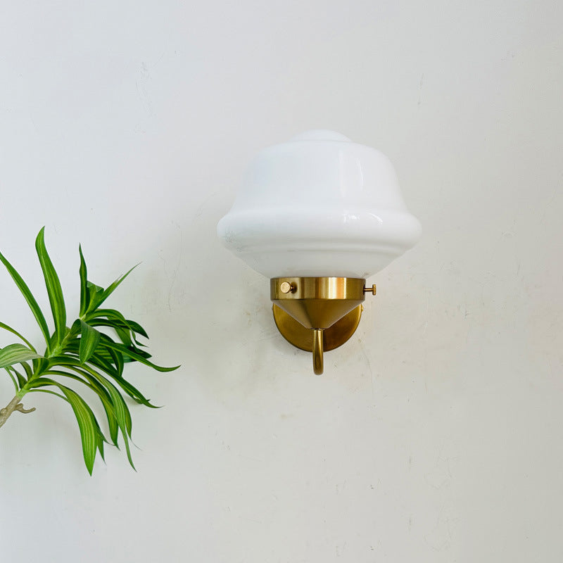 Mid-Century Round Oval Iron Glass 1-Light Wall Sconce Lamp