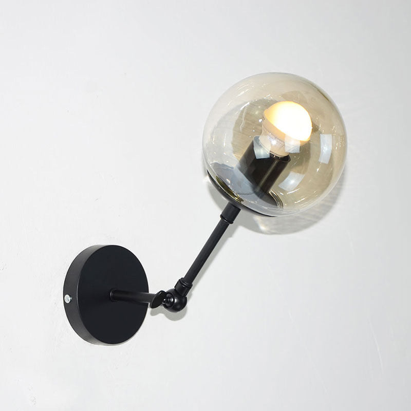 Scandinavian Bean Round Iron Glass 1-Light Wall Sconce Lamp