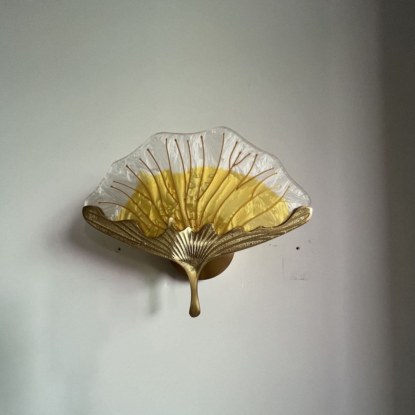 Ginkgo Leaf Copper Glaze Enamel LED Wall Sconce Lamp