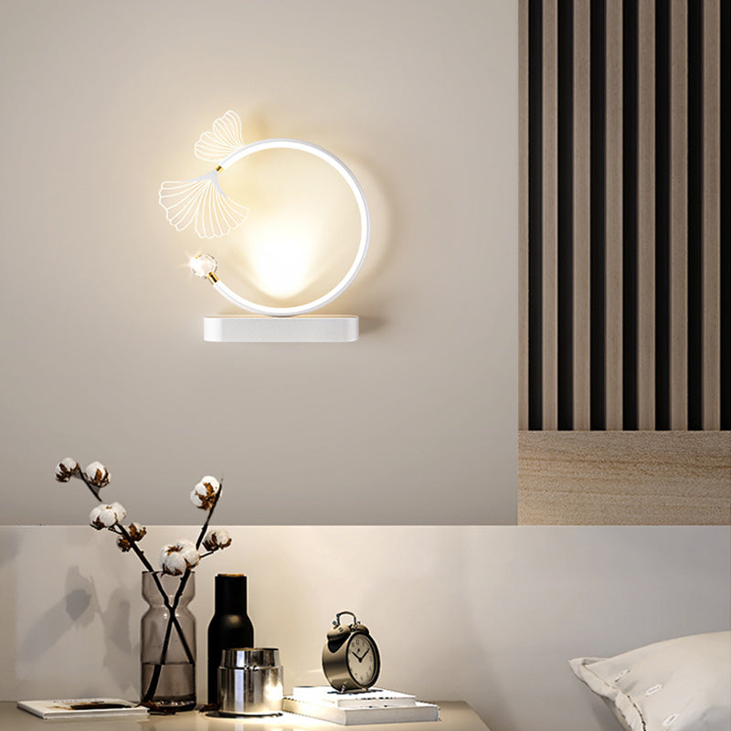 Round Flower Iron Aluminum Acrylic LED Wall Sconce Lamp