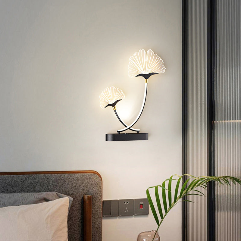 Double Flower Iron Aluminum Acrylic LED Wall Sconce Lamp