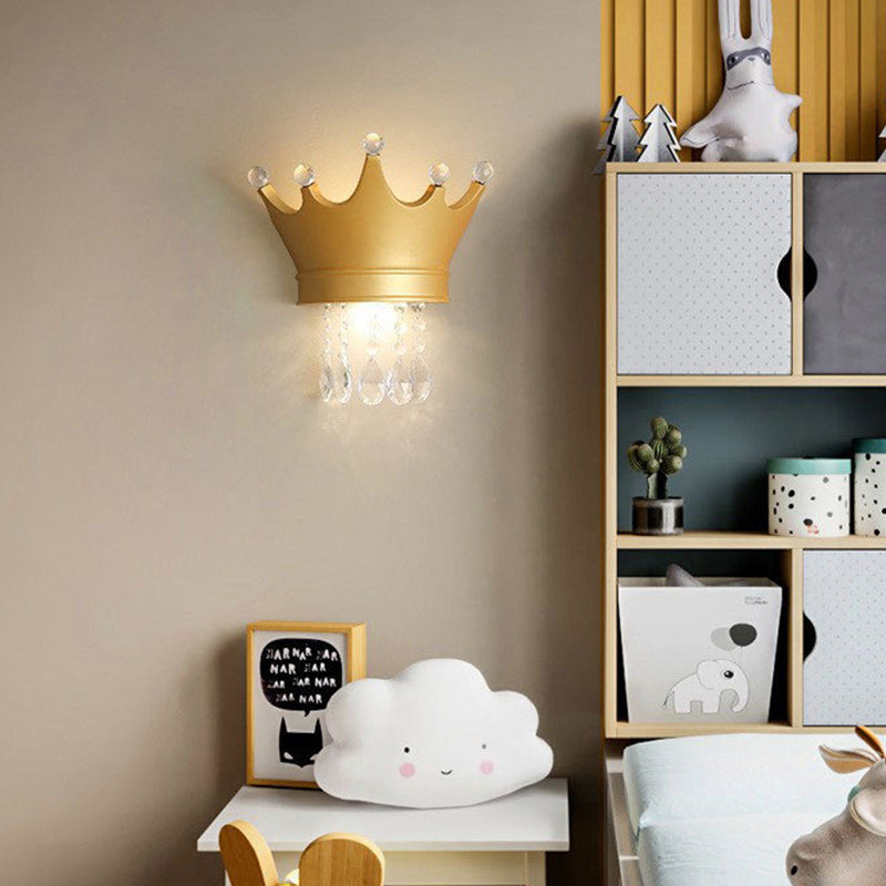 Kids Semicircle Resin Crystal 2-Light Wall Sconce Lamp