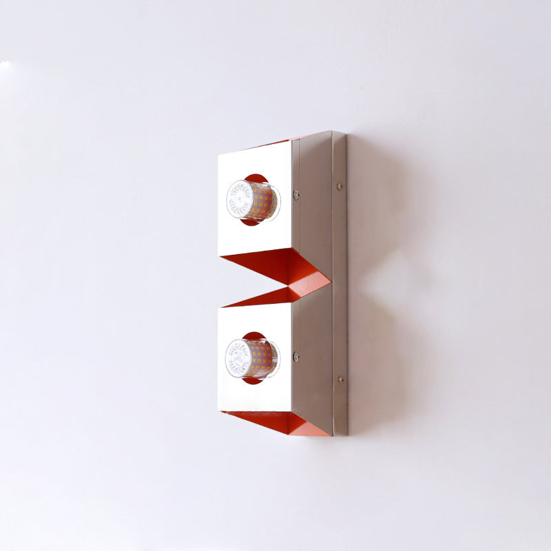Modern Minimalist Rectangle Iron 2-Light Wall Sconce Lamp