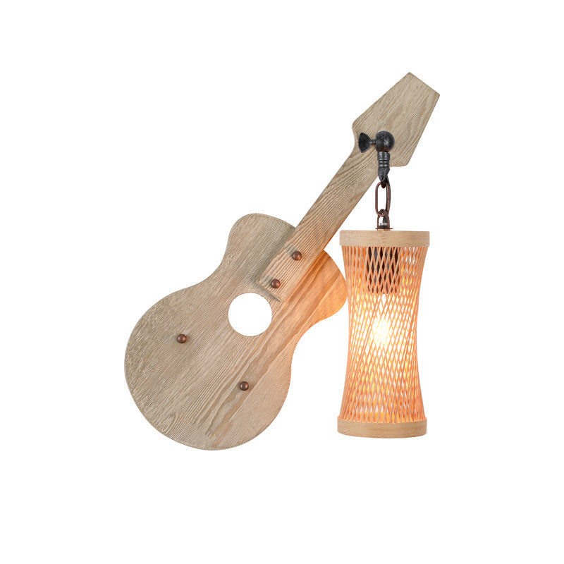 Lantern Solid Wood Metal Glass 1-Light Wall Sconce Lamp