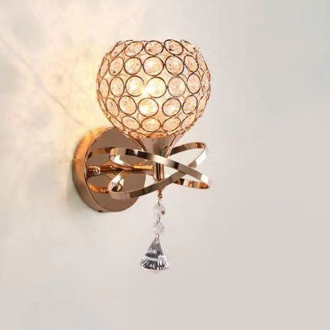 Creative Sphere Crystal Iron 1-Light Wall Sconce Lamp