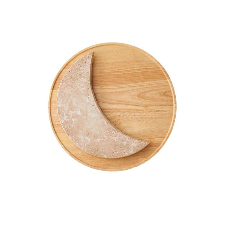Moon Yellow Travertine Solid Wood LED Wall Sconce Lamp