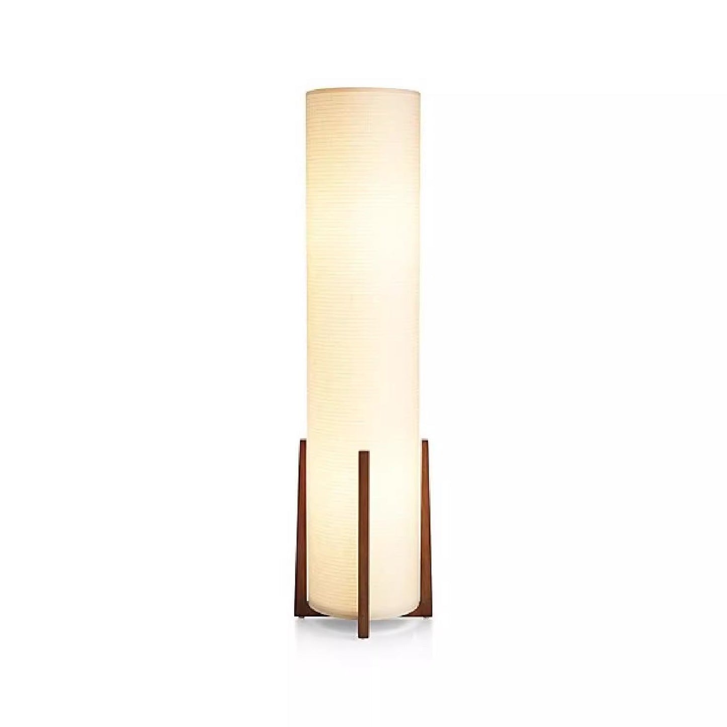 Japanese Cylinder Fabric Wood Standing Lamp