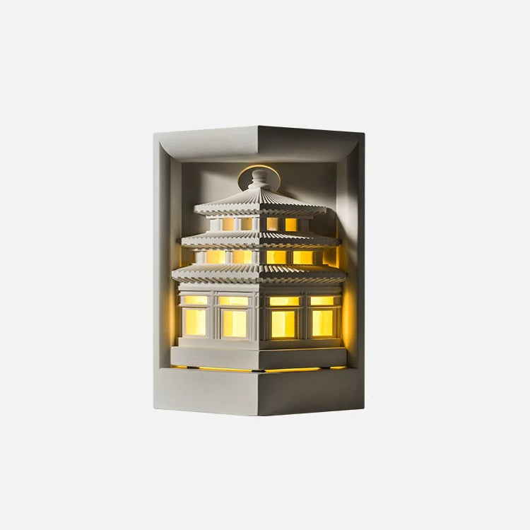 Chinese Loft Round Gypsum 1-Light Wall Sconce Lamp
