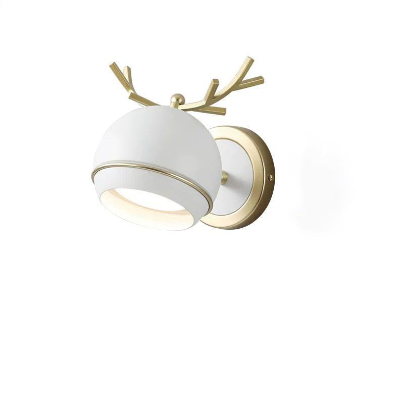 Creative Antlers Globe Iron 1-Light Wall Sconce Lamp