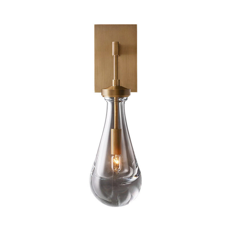 Teardrop-Shaped Wall Sconce Lamp with Brass Base 1-Light