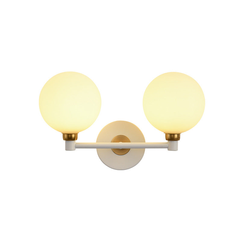 Minimalist Wall Sconce – 2-Light Iron & Glass Globe Lamp