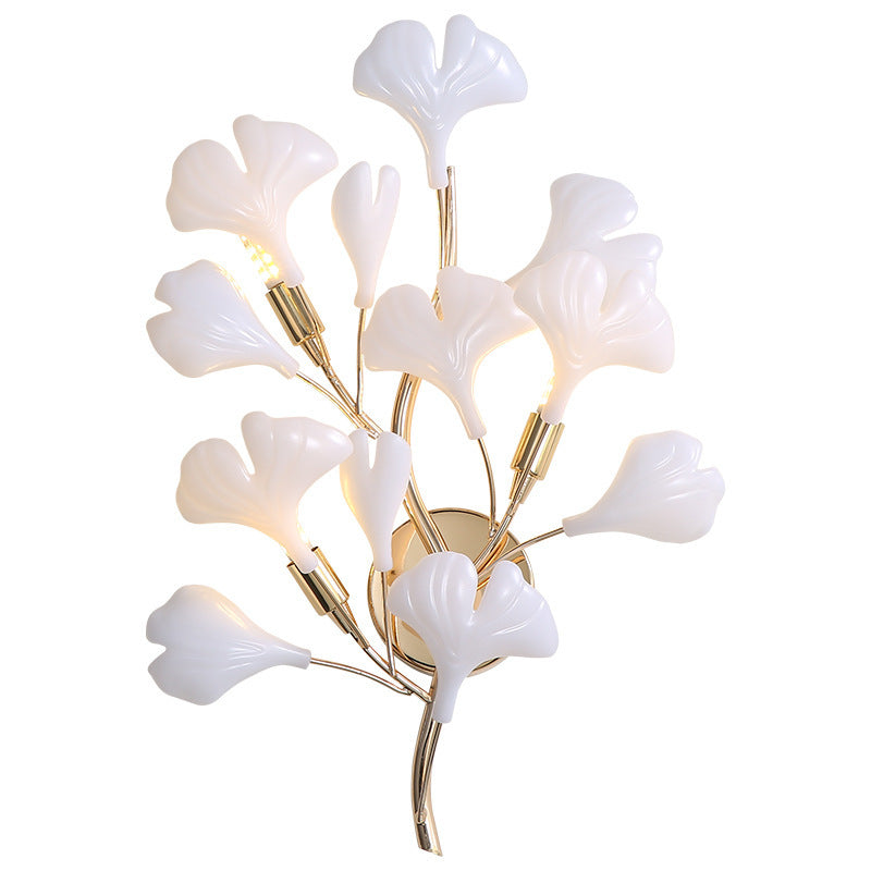 Art Deco Wall Sconce – 2/3-Light Ceramic Ginkgo Biloba Lamp