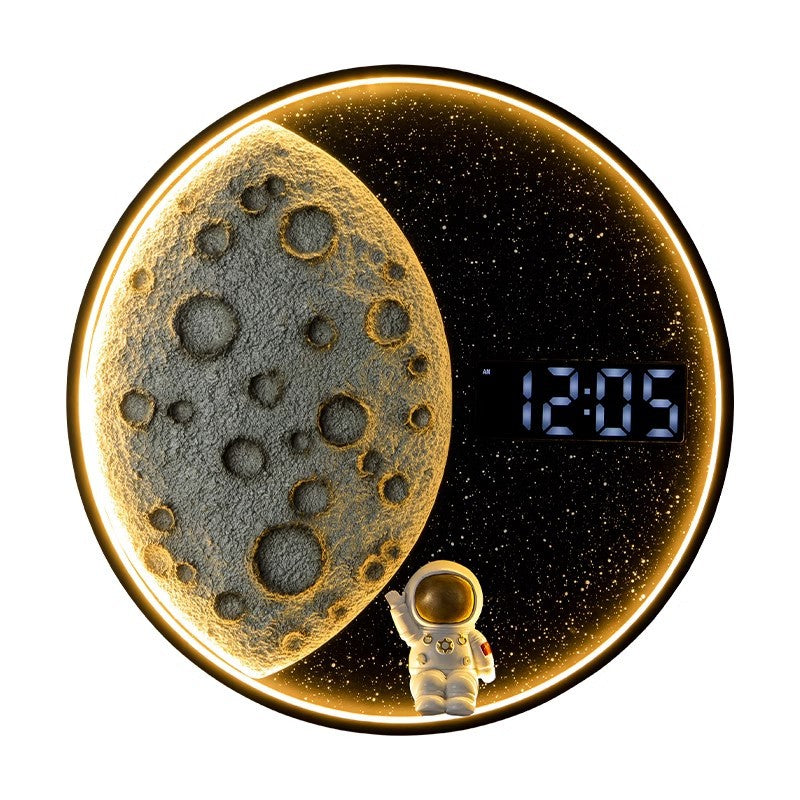 Wall LED Moon-Inspired Round Lamp in Resin, Aluminum & Wood