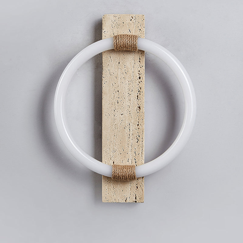 Circle Travertine Acrylic Hemp Rope LED Wall Sconce Lamp
