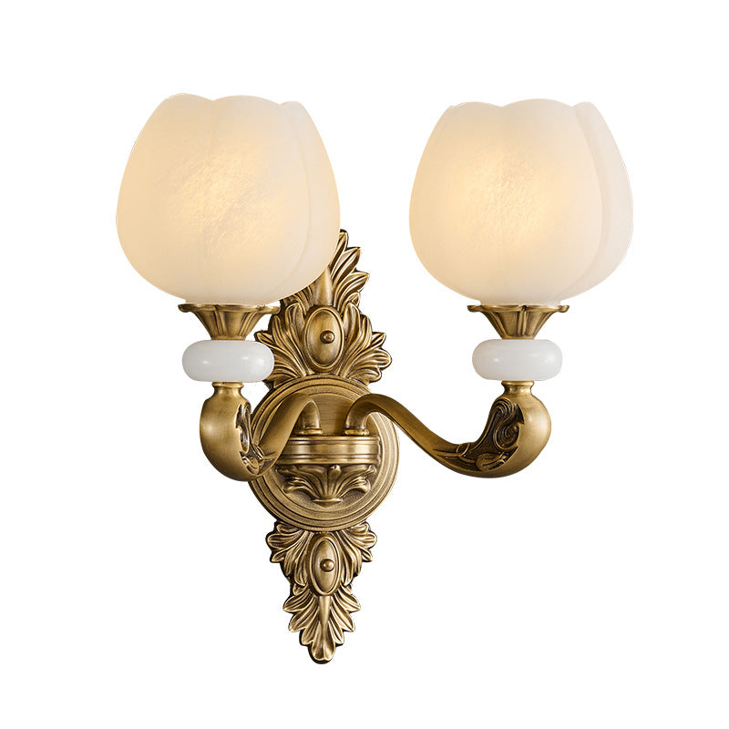 European Bud Copper Glass 1/2 Light Wall Sconce Lamp