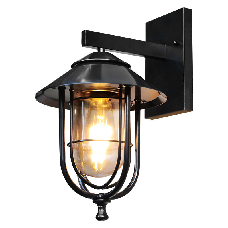 Traditional Birdcage Iron Glass 1-Light Wall Sconce Lamp