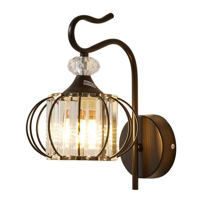 Simplicity Globe Iron Glass 1-Light Wall Sconce Lamp