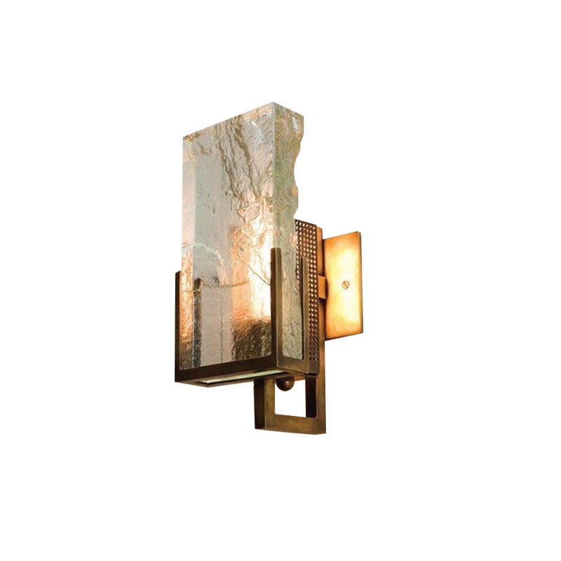 Luxury Rectangular Iron Crystal 1-Light Wall Sconce Lamp