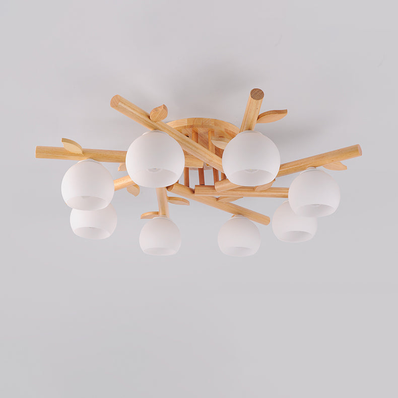 Japanese Dome Iron Oak 3/5/8-Light Semi-Flush