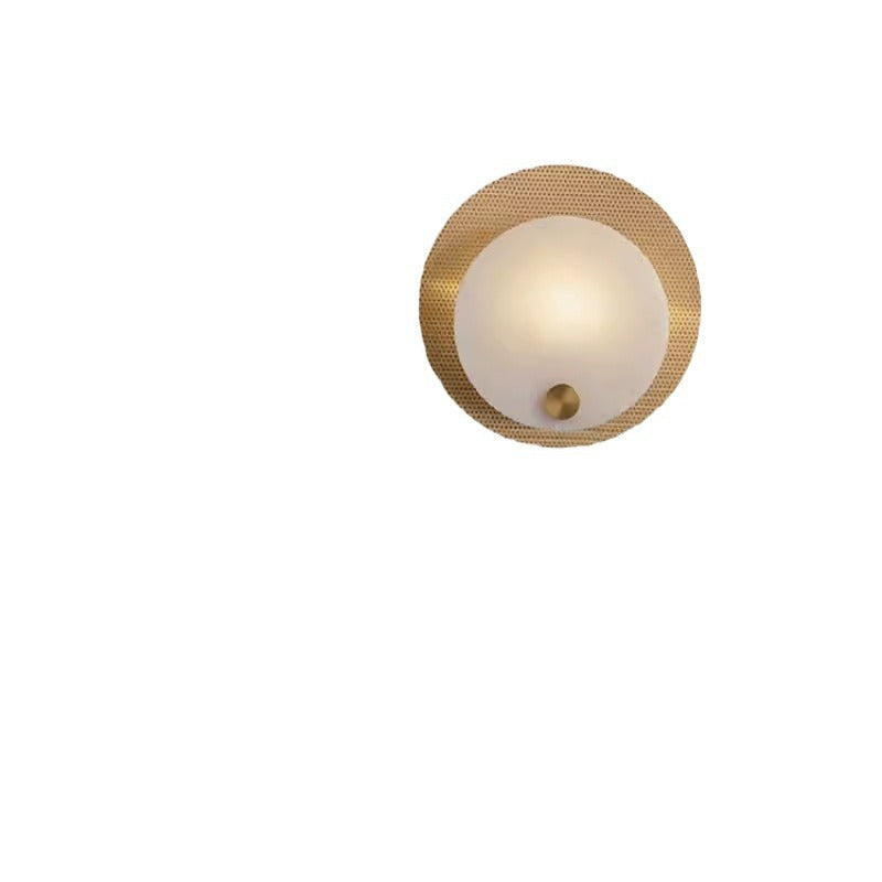 Traditional Round Copper Marble 1-Light Wall Sconce Lamp