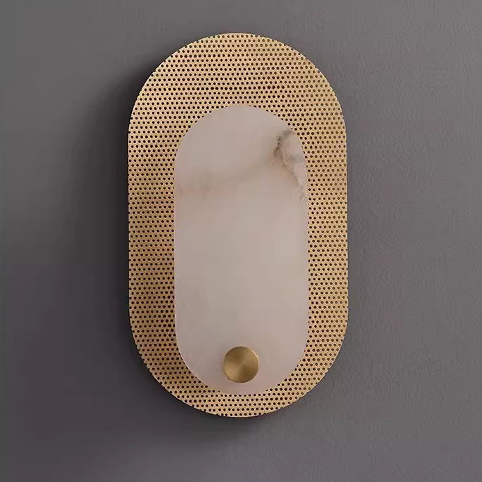 Modern Luxury Oval Copper Marble 1-Light Wall Sconce Lamp