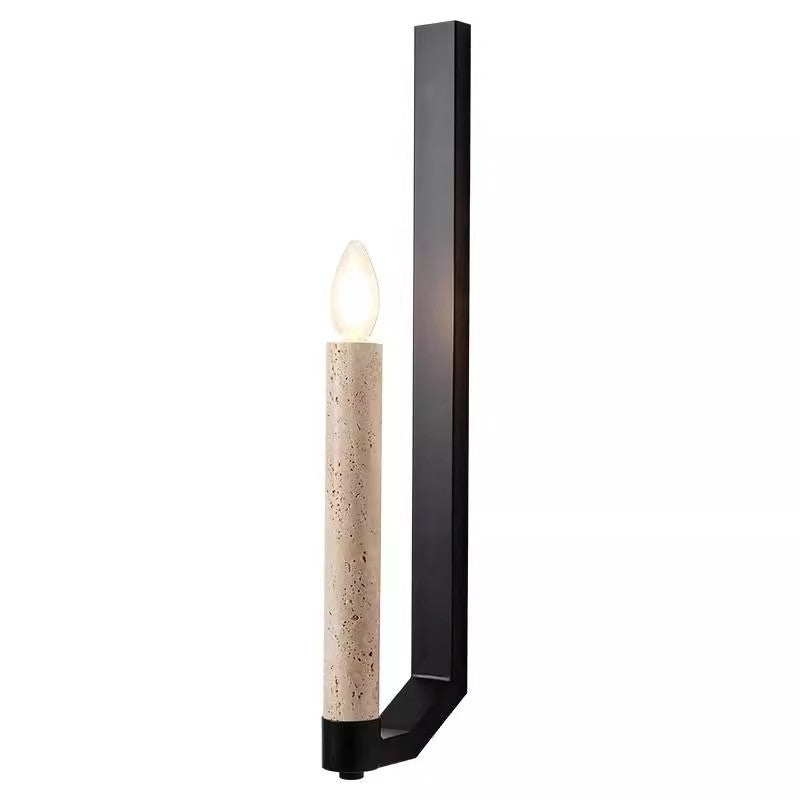 Candle Yellow Travertine Iron 1-Light Wall Sconce Lamp