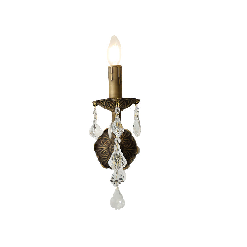 Crystal Wall Sconce Lamp With Solid Brass Body 1-Light