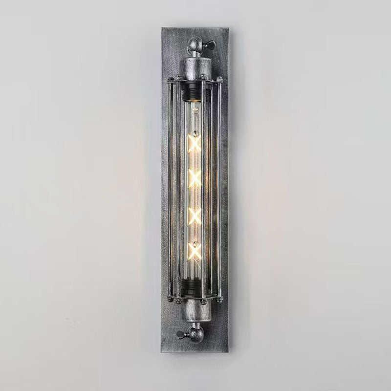 Industrial Iron Columnar 1-Light Wall Sconce Lamp