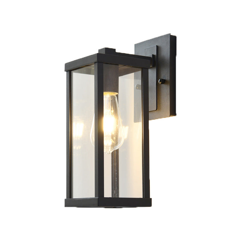 Industrial Rectangular Iron Glass 1-Light Wall Sconce Lamp