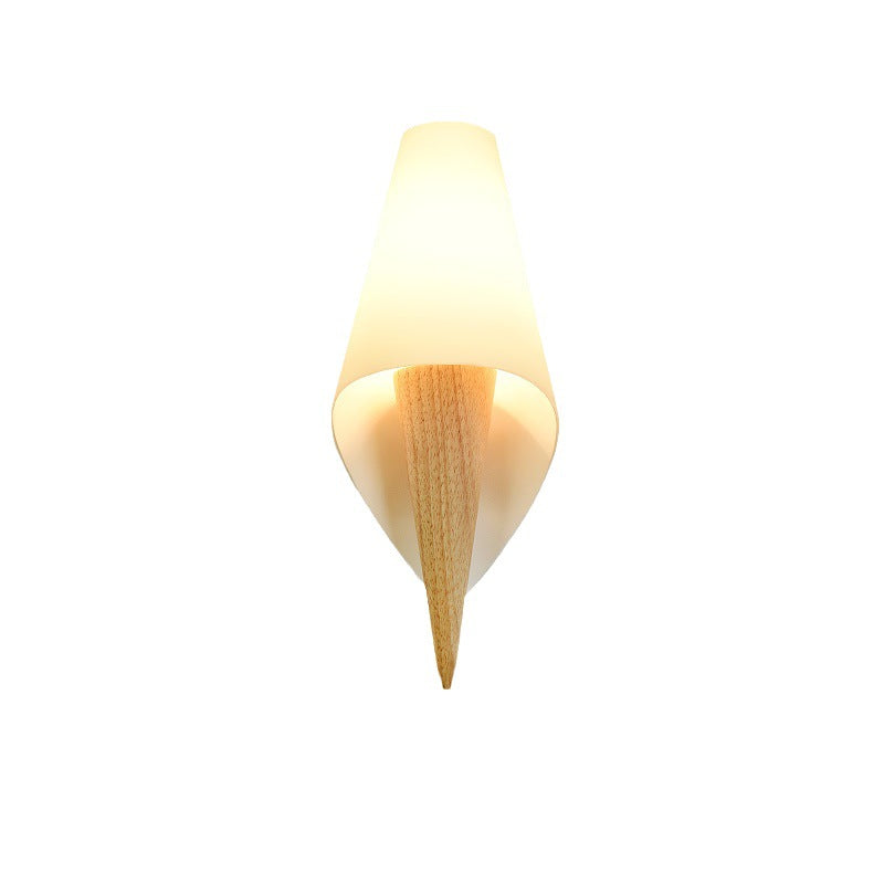 Scandinavian Wood Glass Ice Cream 1-Light Wall Sconce Lamp