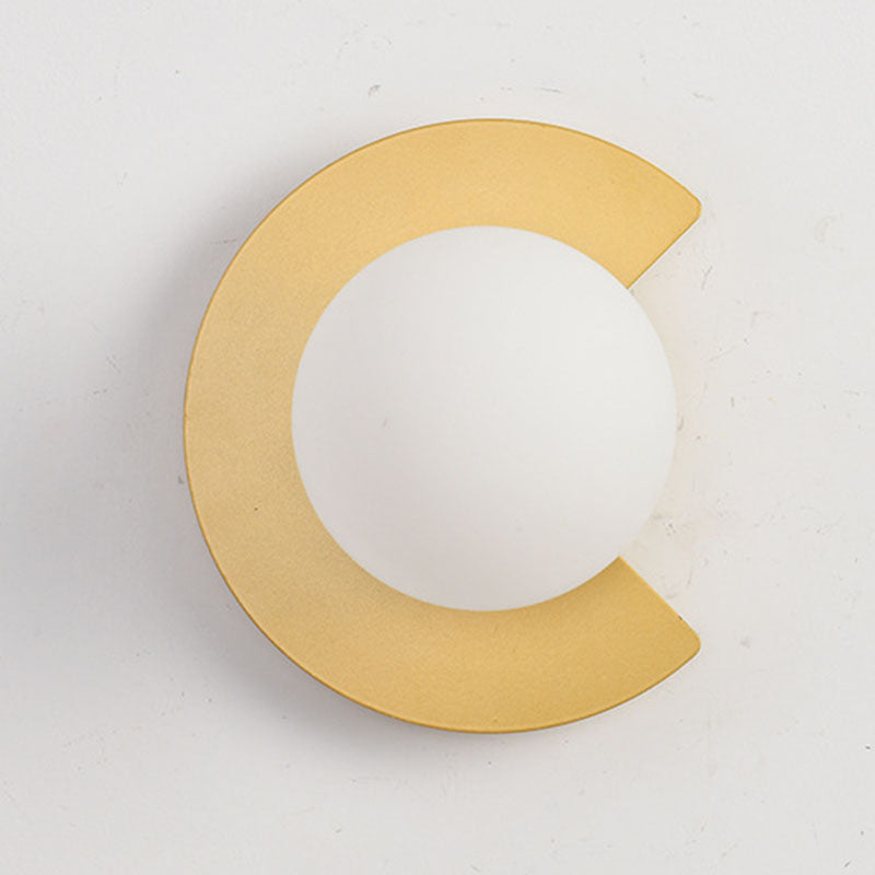 Iron Glass C-Shape Round 1-Light Wall Sconce Lamp