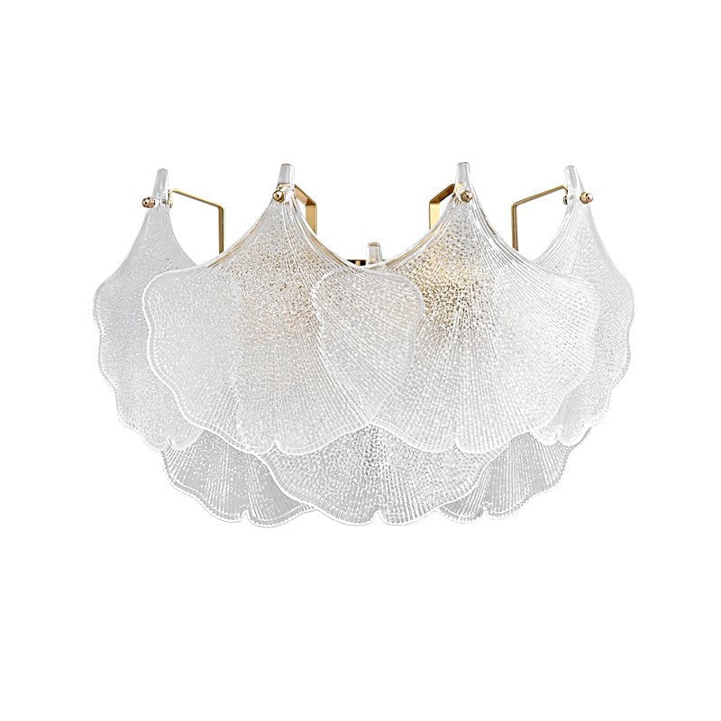 Metal Glass Ginkgo Leaf Shape 2-Light Wall Sconce Lamp