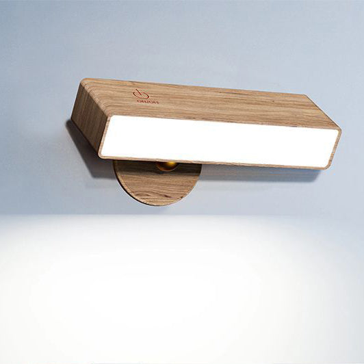 Modern Minimalist Rectangle Wood LED Wall Sconce Lamp