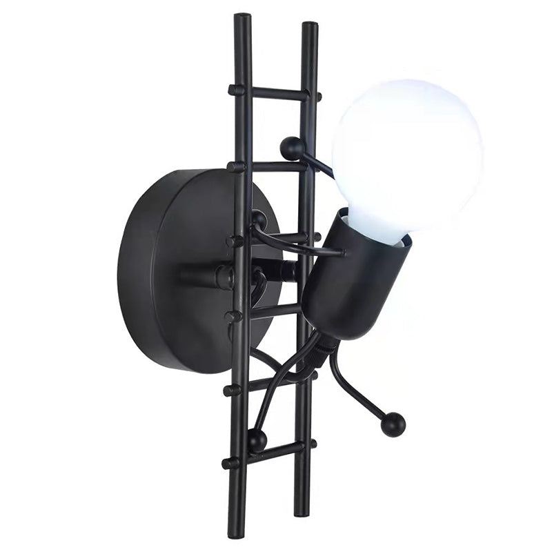 Villain Ladder Round Iron Wood 1-Light Wall Sconce Lamp