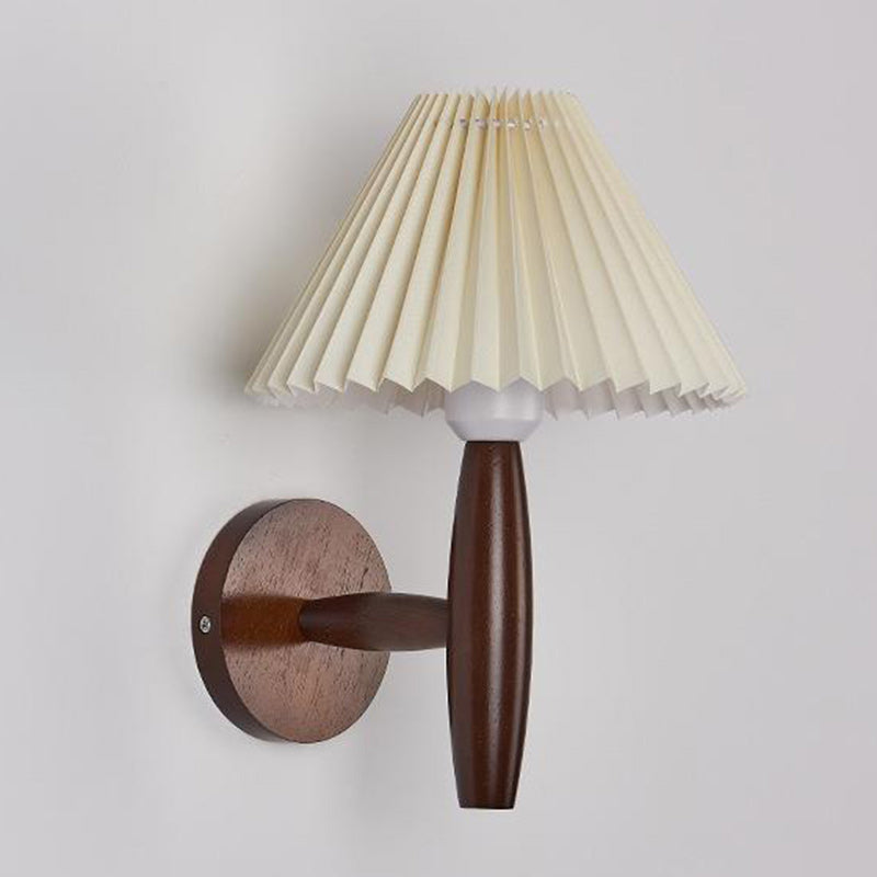 Pleated Column Pleated Wood 1-Light Wall Sconce Lamp