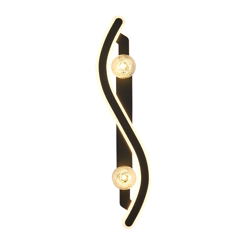 Round Long Curved PC Glass Iron LED Wall Sconce Lamp