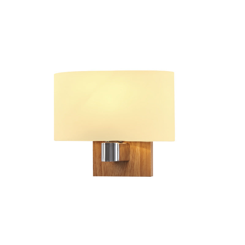 Scandinavian Glass Wood Metal 1-Light Wall Sconce Lamp