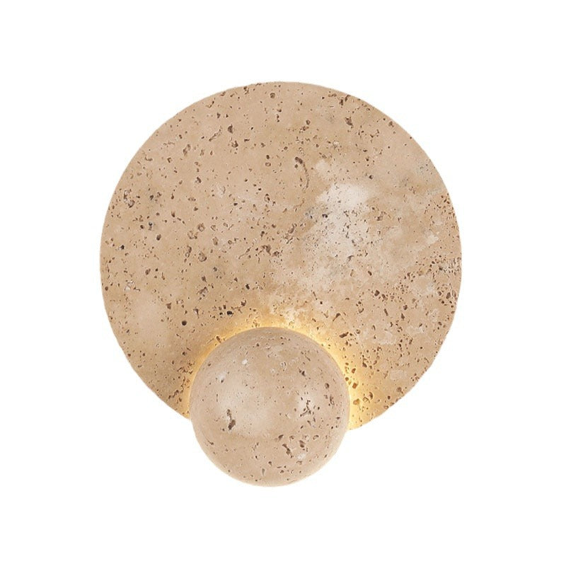 Scandinavian Orb Yellow Travertine LED Wall Sconce Lamp