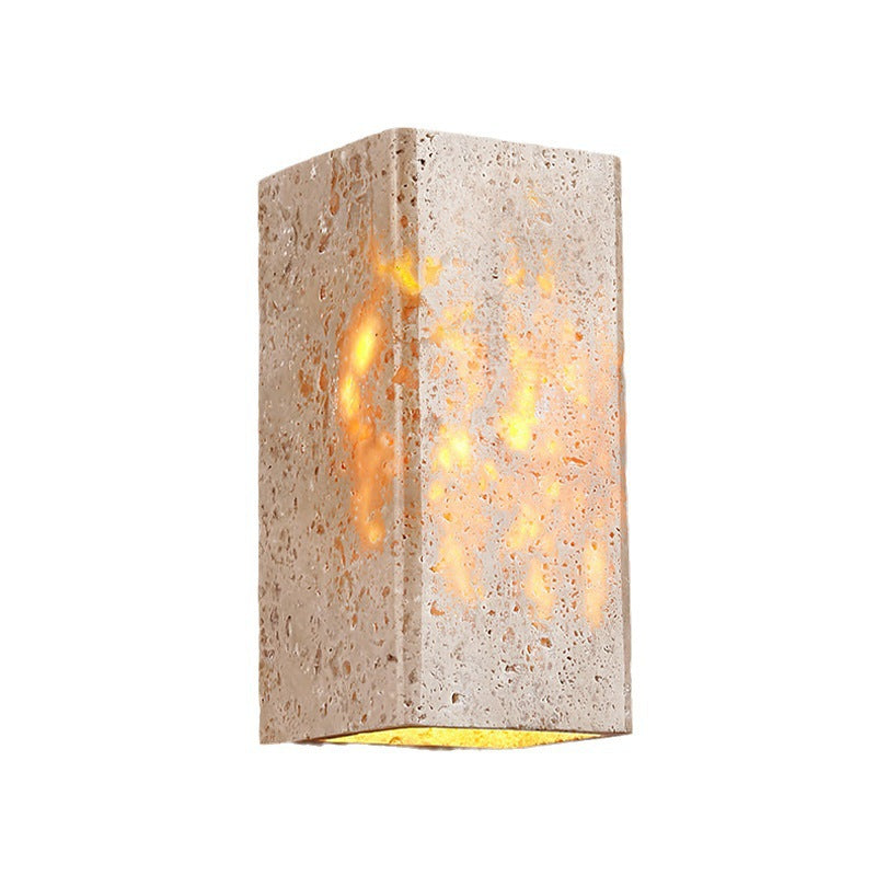 Japanese Yellow Travertine Iron LED Wall Sconce Lamp