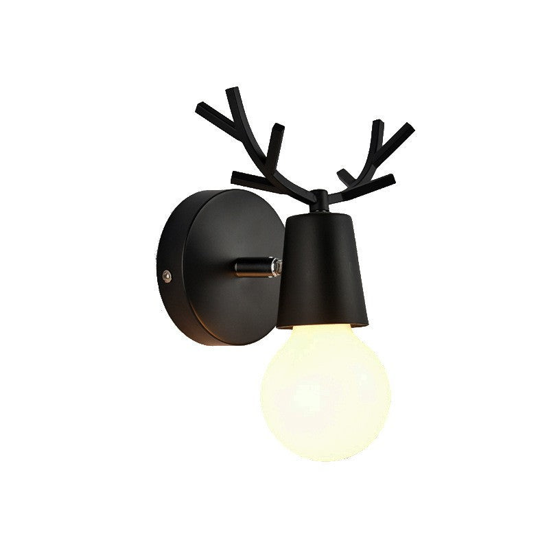 Deco Round Glass Rubberwood Metal 1-Light Wall Sconce Lamp