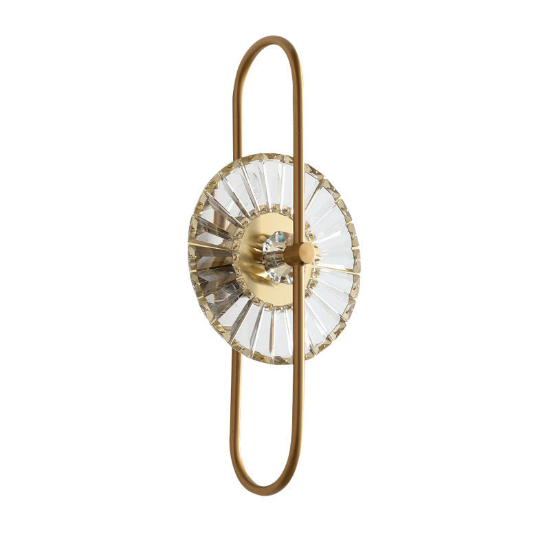 Round Branch Oval Crystal Iron 3-Light Wall Sconce Lamp