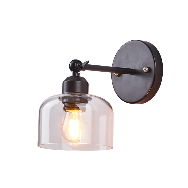Scandinavian Cylinder Glass Iron 1-Light Wall Sconce Lamp