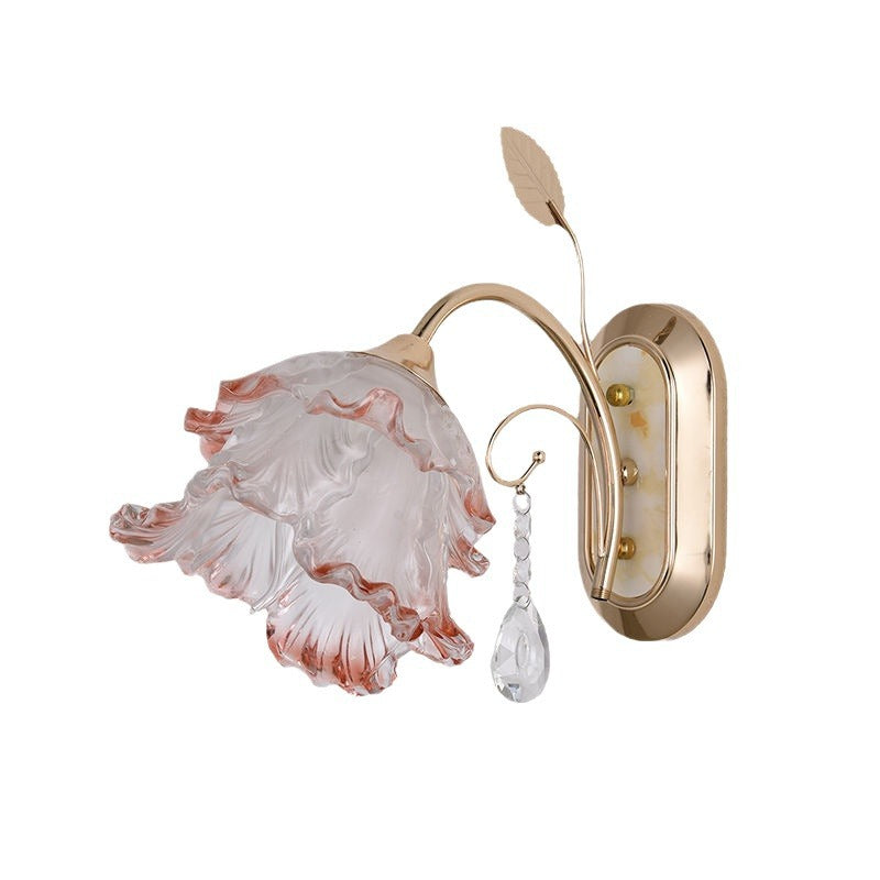 Floral Oval Artificial Jade Iron 1-Light Wall Sconce Lamp